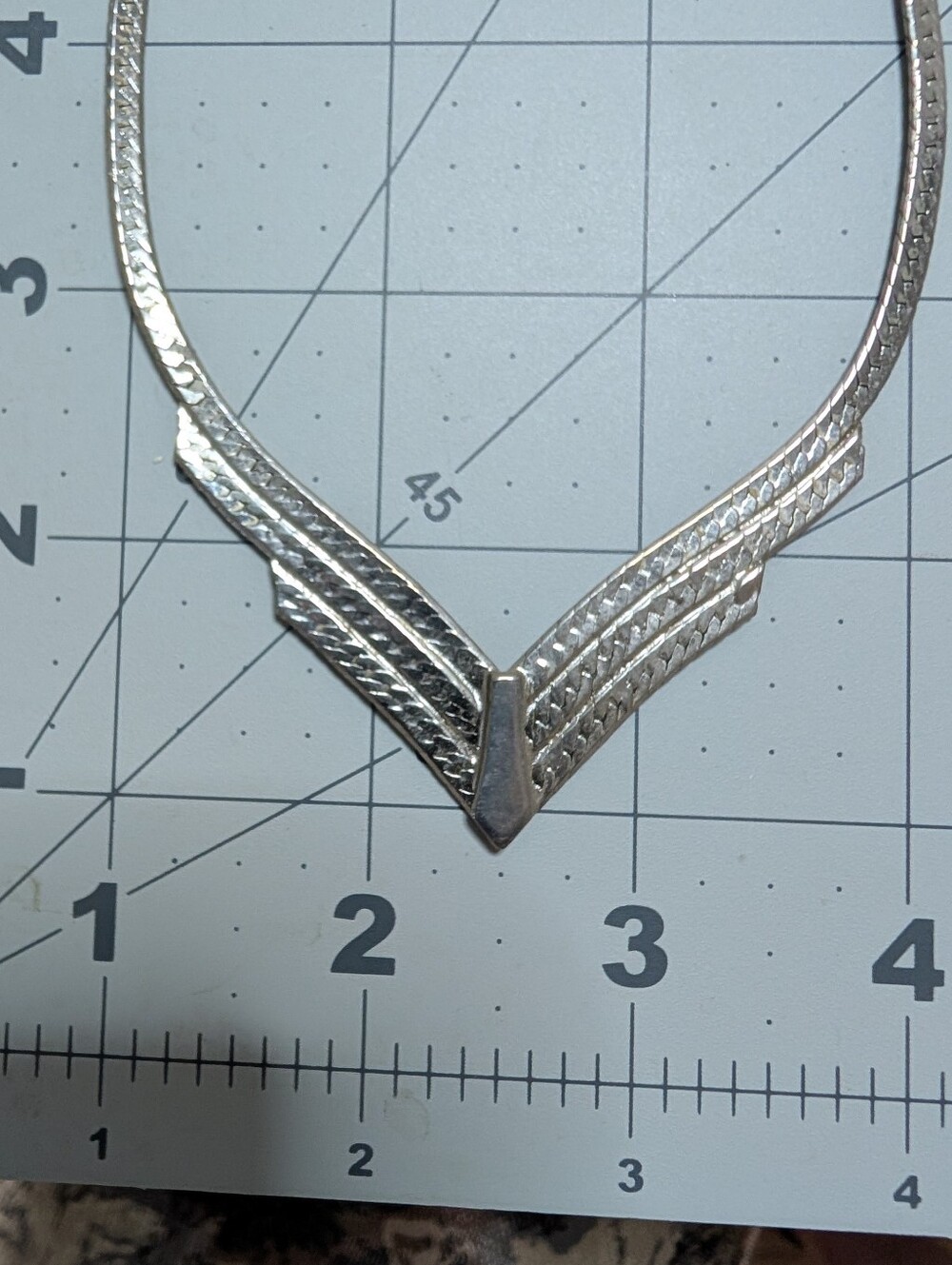 Erica Weiner Xanadu Necklace, Silver V-Shaped Statement Necklace, Art Deco